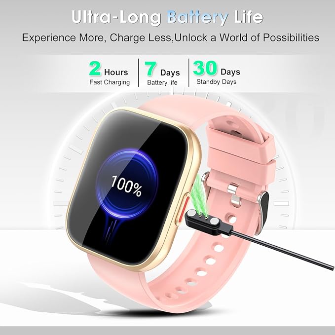 Smart Watch for Men Women Bluetooth Call, 2025 New 1.85" HD Smartwatch, Fitness Watch with 120+ Sport Modes, IP68 Waterproof, Heart Rate/Sleep Monitor, Pedometer, Activity Tracker for Android iOS,Pink