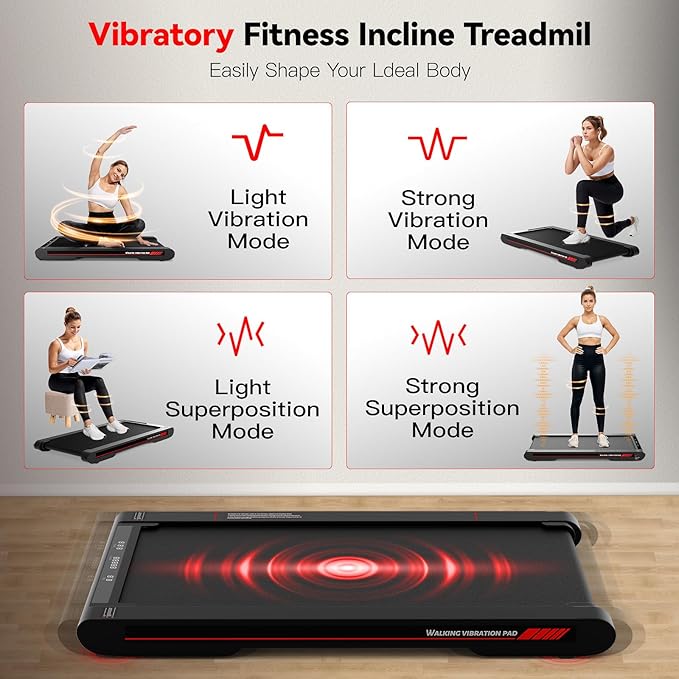 Sperax Walking Vibration Pad,Under Desk Treadmills for Home,4 in 1 Vibration Plate Exercise Machine,Portable Walking Pad with APP,350 Lb Capacity Multifunctional Treadmill Pro Max