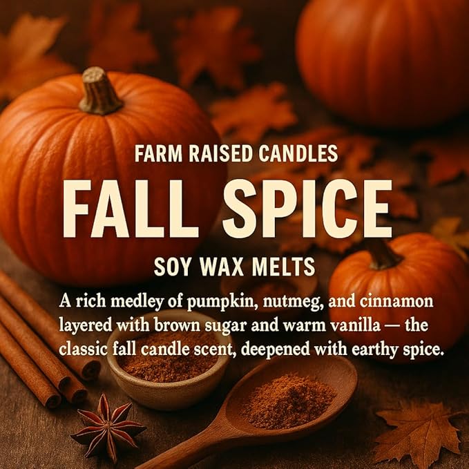 Farm Raised Candles – Fall Wax Melts Variety 1 LB Bundle (5 Packs, 16 oz) – Hand-Poured Soy Wax Cubes – Apple, Cinnamon, Pumpkin, Pecan Waffles – Fresh from The Farm Soy Wax Melts