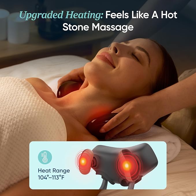 Etekcity Cordless Neck Massager for Pain Relief Deep Tissue, Shiatsu Shoulder Massager with Heat, Massage Tools for Back, Trapezius, Lymphatic Drainage, Relaxation Gift for Him & Her, Women, Men,Cadeo