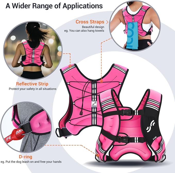 Sportneer Weighted Vest Woman: 8lb/12lb/15lb/20lb/25lb Weight Vest with Detachable Phone Bag, Adjustable Women Weighted Vest Rucking Vest for Walking Strength Training Muscle Building Weight Loss