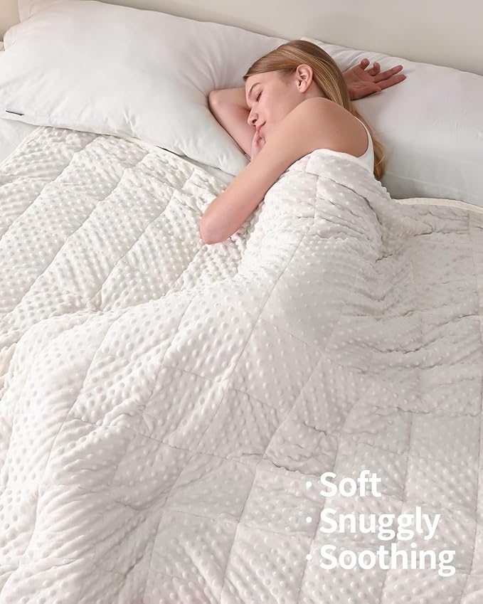 Mr. Sandman Weighted Blanket for Adults, Heavy Blanket for Woman,Man Sleeping/Calm, Soft and Cozy Weighted Throw Blankets, Machine Washable, 48 x 72in, 12 lbs, White
