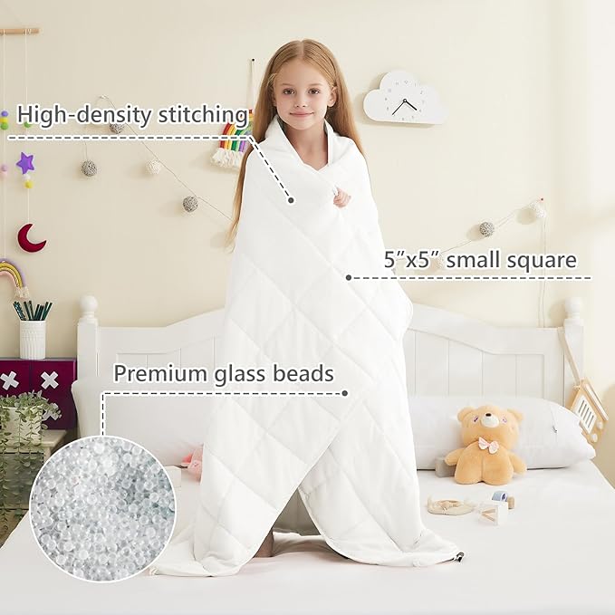 L'AGRATY Weighted Blanket - 36"x48" 5lbs Cooling Breathable Heavy Blankets Microfiber Material with Glass Beads for Adult All-Season Summer Fall Winter Soft Thick Comfort