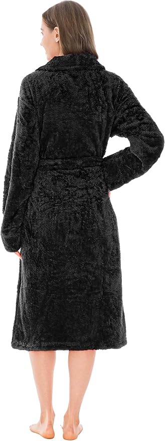 PAVILIA Premium Womens Plush Soft Robe Fluffy, Warm, Fleece Sherpa Shaggy Bathrobe