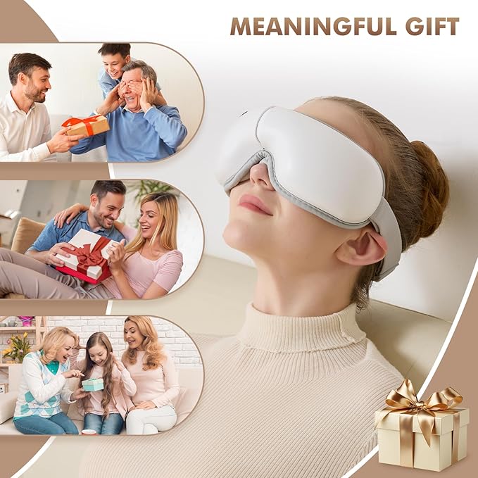 Eye Massager with Light-Blocking Design, 2025 Upgraded Eye Massager with Heat, 5 Modes & 180° Folding Design, Sleep Gift for Office, Travel, Home Use, Portable & Giftable