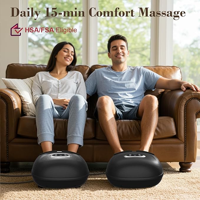 Foot Massager FSA Eligible HSA, Feet Massager with Heat for Plantar Fasciitis Relief, 5 Levels Compression & Vibration Massage for Neuropathy, Thanksgiving Gifts for Women Men, Fits Up to 13"