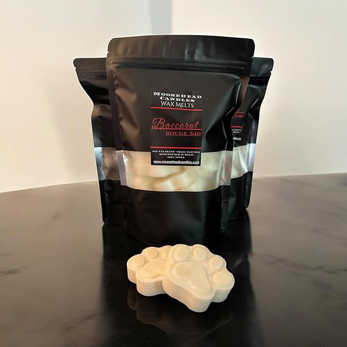 Moosehead Baccarat Rouge scented XL Wax Melts – 10oz Resealable Bag of Puppy Paw Melts – Strong Scented Soy Wax – Oversized Long-Lasting