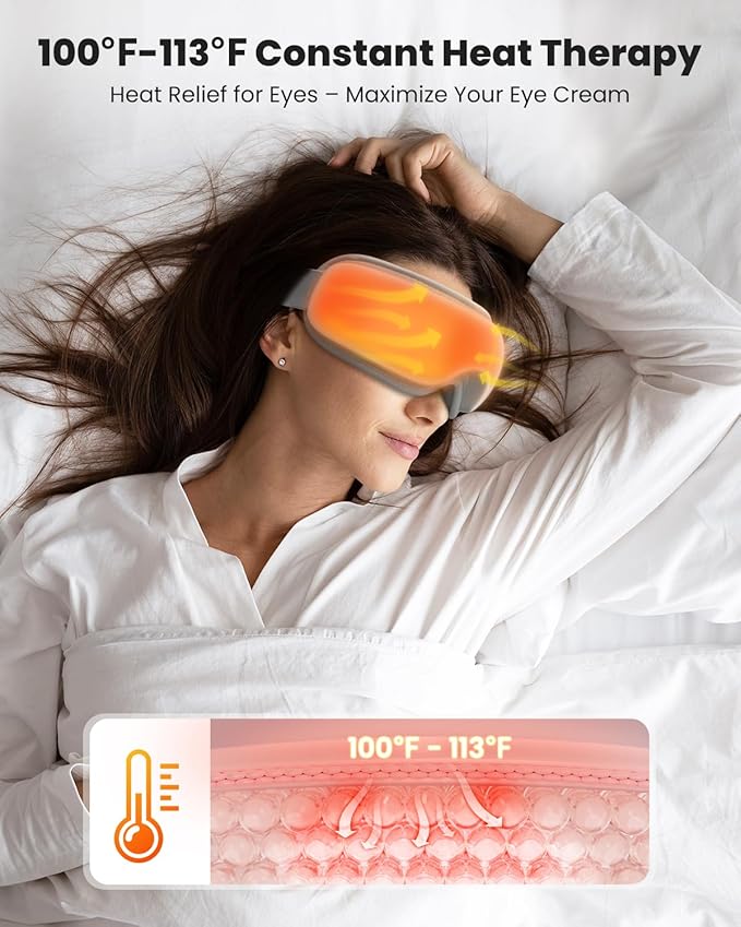 Nekteck Eye Massager with Heat, Birthday Gifts Bluetooth Eye Mask Massage for Migraine Relief, Heated Smart Migraine Massager to Reduce Strain, Dry Eyes, Sleep Relaxation, Christmas Gift for Her Him