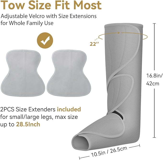 FIT KING Air Compression Leg Massager for Circulation to Relieve Pain, Swelling, Edema, RLS, Ideal Gift for Mom Wife (Extensions Included)