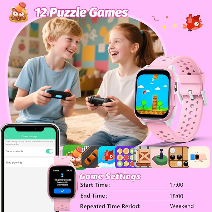 Kids Watch with 140 Sports Modes,1.5" Kids Fitness Tracker, Girls Smart Watch, No APP/Phone Required, Sleep Monitor, Heart Rate, Puzzle Games, IP68 Waterproof,Gifts for Girls Teens Aged 6-15
