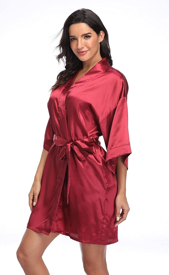 Women's Pure Short Silky Robes Bridesmaid Bride Party Satin Robes Sleepwear
