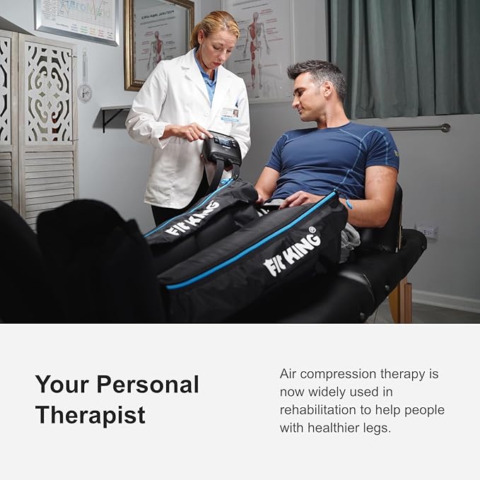 FIT KING Air Compression Recovery System, Cordless Full Leg Massager with Dynamic Pressure, Reduces Muscle Pain and Improves Circulation, Fast Recovery for Athletes (Small)