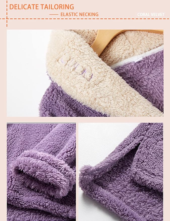 Peaceglad Mens Fluffy Coral Fleece Pajamas Set Pullover Pants Loose Plush Warm Loungewear Sleepwear