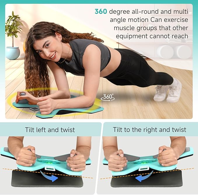 Pure Plank Board - Core Trainer Balance Board for Ab Workout, 360° Tilt & Twist Design, Multi-Functional Handle, Phone Holder & Maze Game, Elbow Pad, Fluorescent Green - Core Strengthening Equipment