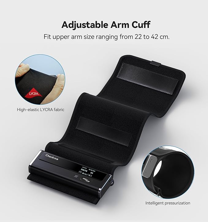 Checkme WiFi Blood Pressure Monitor for Home Use, Bluetooth Automatic Arm Cuff, Smart Digital BP Machine, Wireless Portable USB Rechargeable with X3 Accuracy Function, Free APP for iOS & Android Black