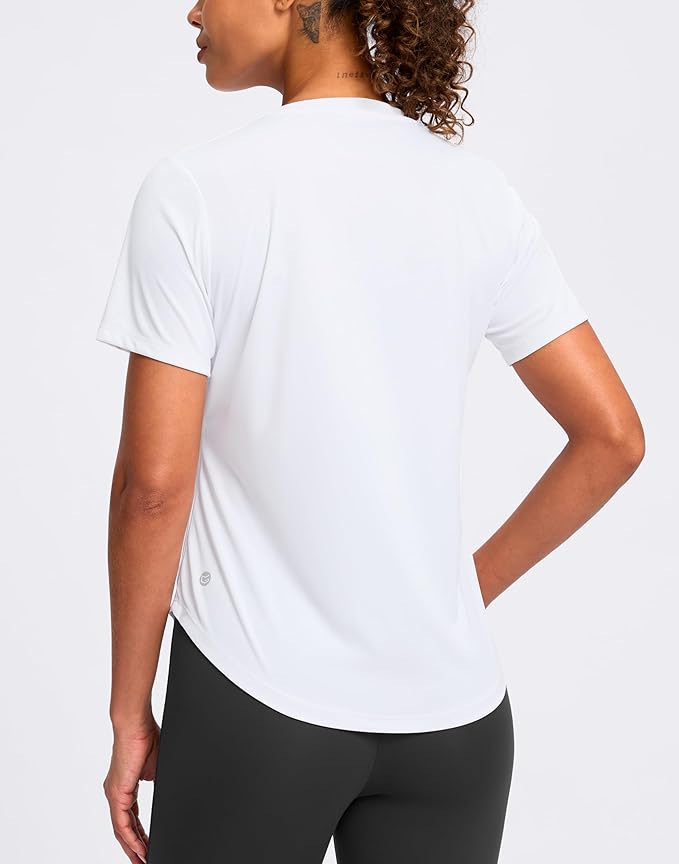 Womens Workout Tops V-Neck Short Sleeve UPF 50+ Sun Shirt Moisture Wicking Quick Dry Top for Gym, Running, Athletic