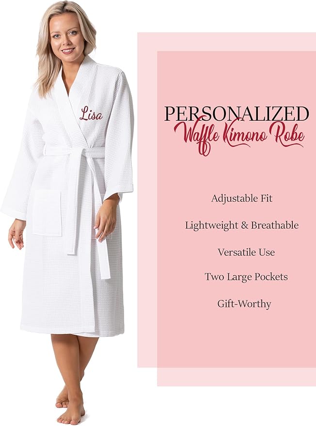 Waffle Knit Lightweight Kimono Spa & Bath Robes for Women - Quick Dry - Soft