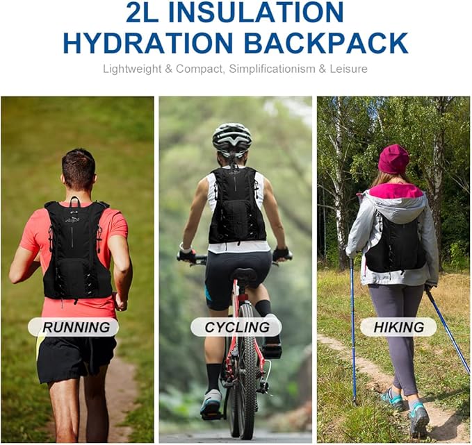 INOXTO Hydration Pack Backpack ,Water Backpack with 2L Leakproof Water Bladder, Running Hydration Vest for Man, Daypack for Cycling Motocross Climbing Trail Running