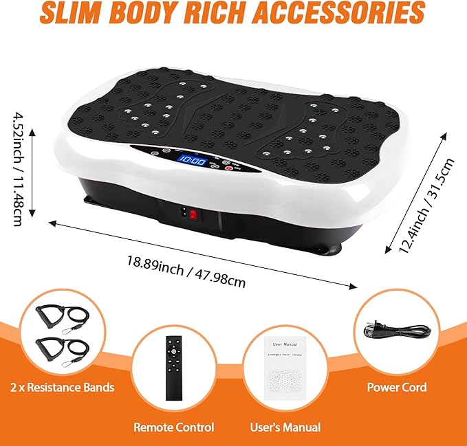 ALSO GO Vibration Plate Exercise Machine, 120-Level & 3 Workout Modes Vibration Board for Weight Loss/Lymphatic Drainage, 400lbs Capacity with Resistance Bands, Full Body Platform for Home Fitness