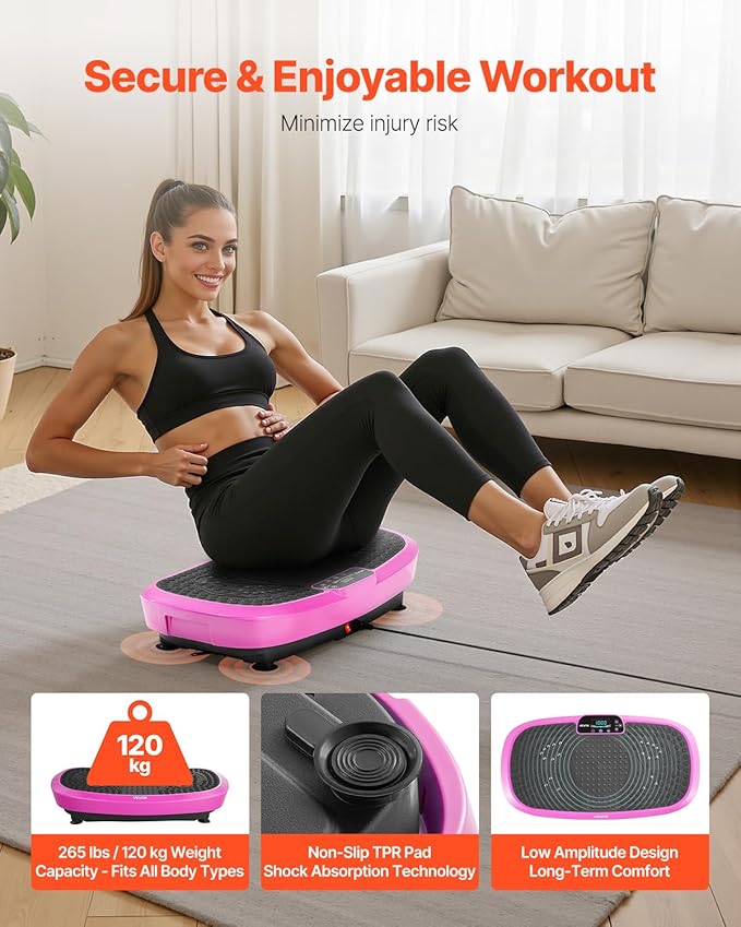 VEVOR Vibration Plate Exercise Machine, Whole Body Shaker for Lymphatic Drainage and Weight Loss, Home Workout Gym Fitness Equipment with 2 Resistance Bands, Vibrating Platform for Women Men
