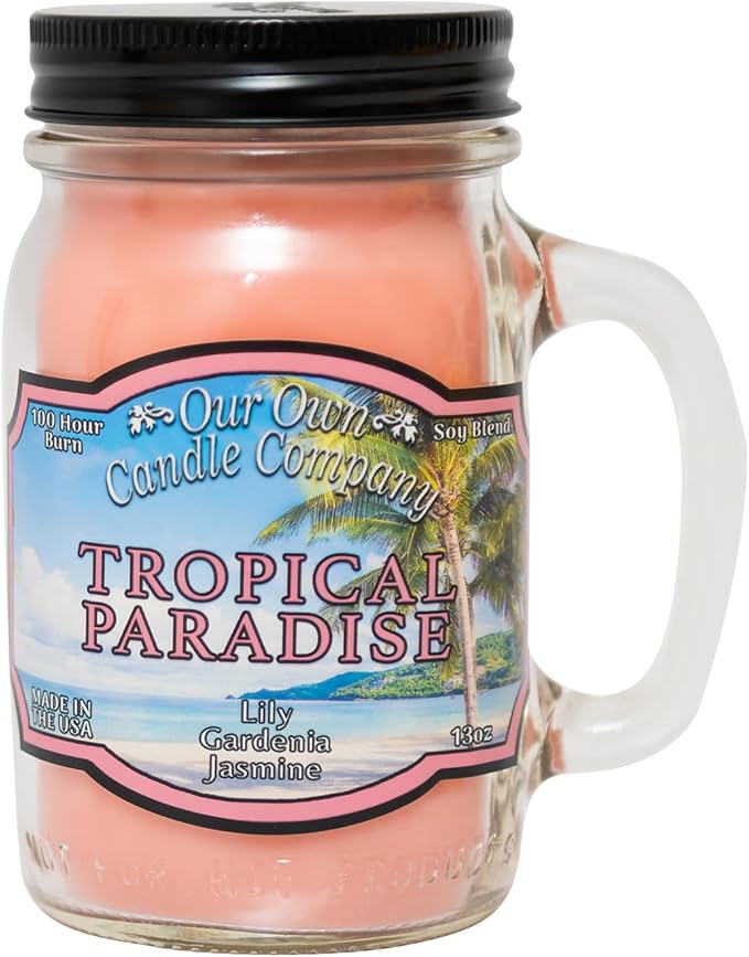Our Own Candle Company, Tropical Paradise Scented Mason Jar Candle, 100 Hour Burn Time, 13 Ounces