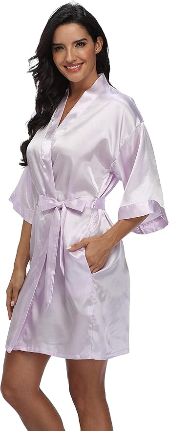 Women's Pure Short Silky Robes Bridesmaid Bride Party Satin Robes Sleepwear