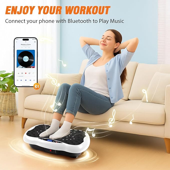 ALSO GO Vibration Plate Exercise Machine, 120-Level & 3 Workout Modes Vibration Board for Weight Loss/Lymphatic Drainage, 400lbs Capacity with Resistance Bands, Full Body Platform for Home Fitness