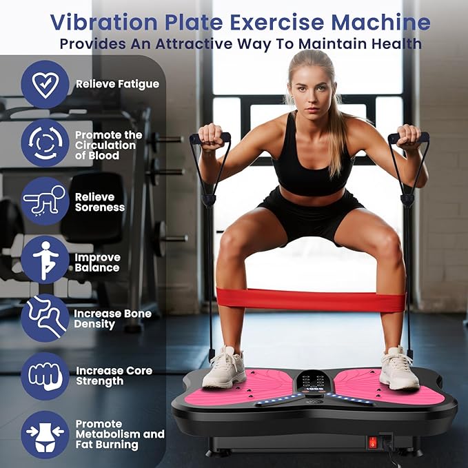 Vibration Plate Exercise Machine for Lymphatic Drainage, Vibration Machine for Full-Body Weight Loss, Vibrate Fitness Platform 300 Lbs & 200 Adjustable Speeds for Women Men Home Gym