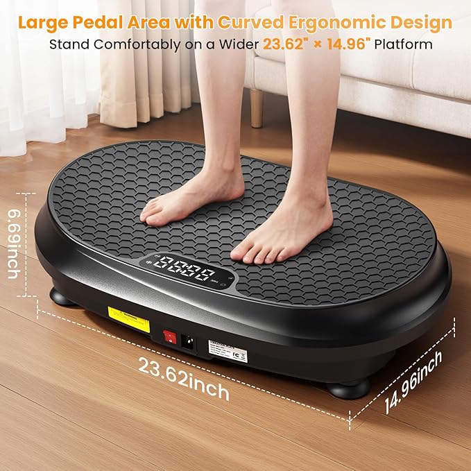 Curved Vibration Plate Exercise Machine, XL Vibration Plate 400 lbs Capacity with 9 Auto Modes and 120 Adjustable Speeds, Whole Body Vibration Plate Machine for Home Women Men