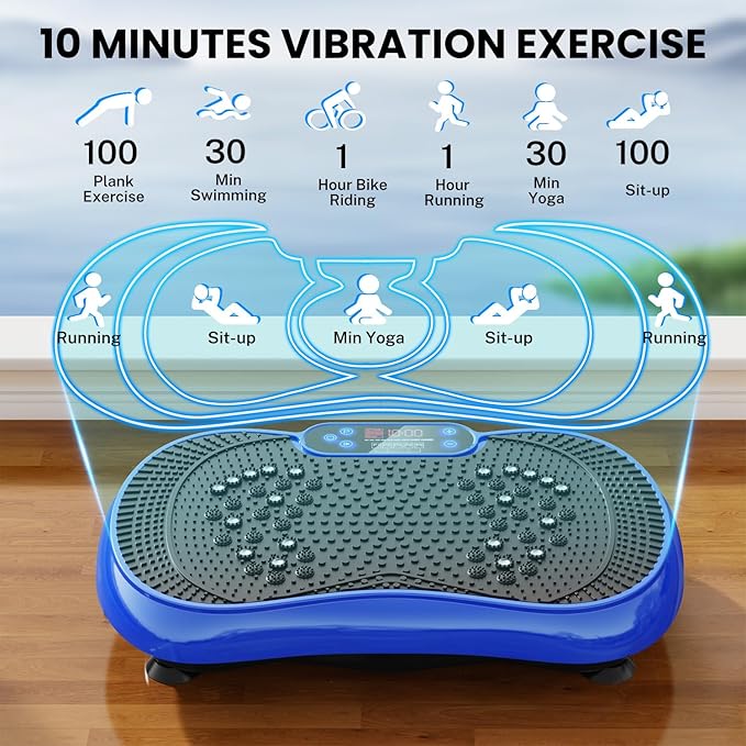 Vibration Plate Exercise Machine, Lymphatic Drainage Machine for Weight Loss, 100-Speed Platform with Remote & Bands, Quiet Full Body Vibrating Plate 500 Lbs Capacity Fitness Platform