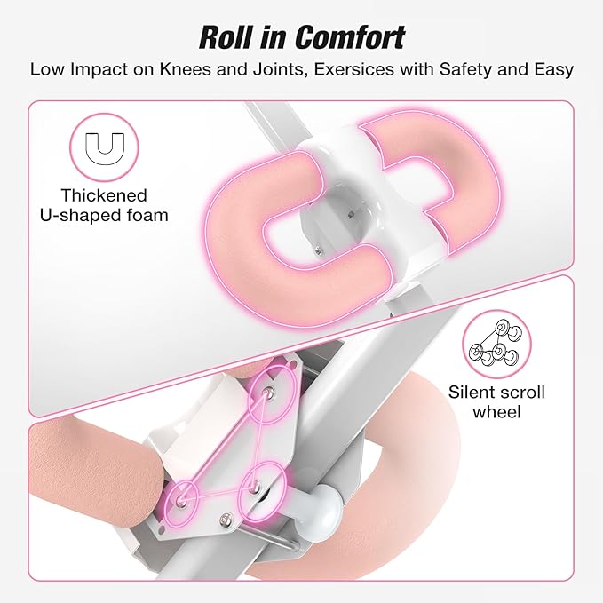 Ab Machine, Adjustable Ab Trainer, Foldable Core & Ab Workout Equipment with Knee Protection Function for Home Gym Fitness, Abdominal Trainer Machine for Women & Men