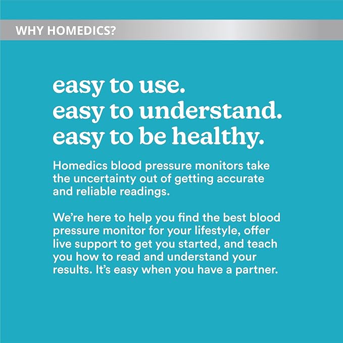 Homedics 500 Series Bluetooth Upper Arm Blood Pressure Monitor for Home Use, Voice Out Guide, Smart Measure, Irregular Heartbeat Detection, 2 Users, 120 Memories Each