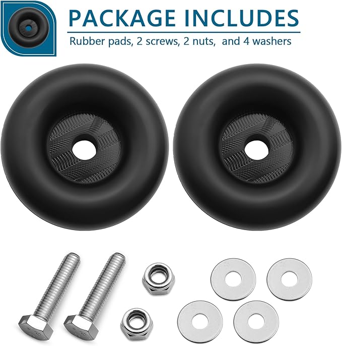 Anti Vibration Heavy Duty Rubber Foot, 1 X 2.5 Inch, Shock Pad Fit for Air Compressor or Pressure Washers, Generator, Pumps, Equipment Solid Rubber, with Screw Kits, 2-Pack