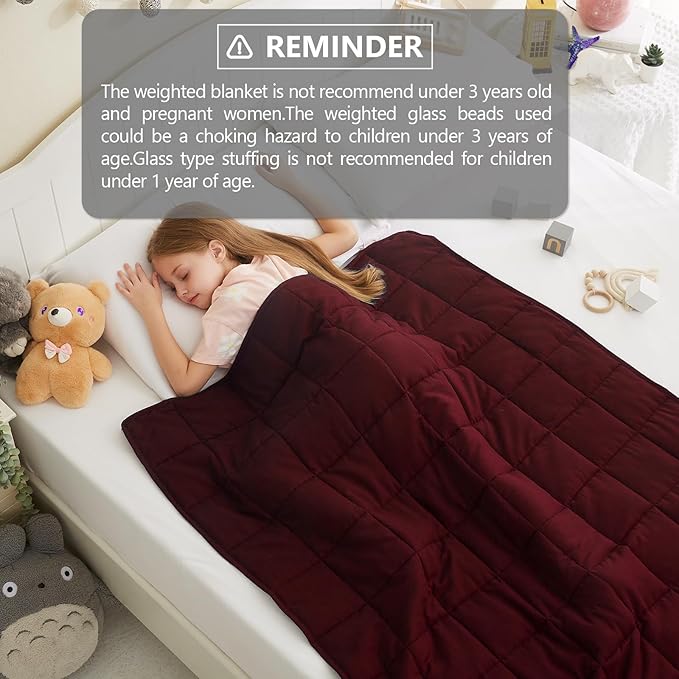 L'AGRATY Weighted Blanket - 40"x60" 10lbs Cooling Breathable Heavy Blankets Microfiber Material with Glass Beads for Adult All-Season Summer Fall Winter Soft Thick Comfort