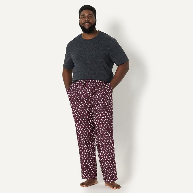 Amazon Essentials Mens Straight-Fit Woven Pajama Pant with Pockets