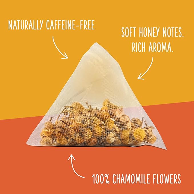 Two Leaves and a Bud Organic Chamomile Herbal Tea Bags, Naturally Caffeine Free, Whole Leaf Chamomile Tea in Compostable Sachets, 15 Count (Pack of 2)