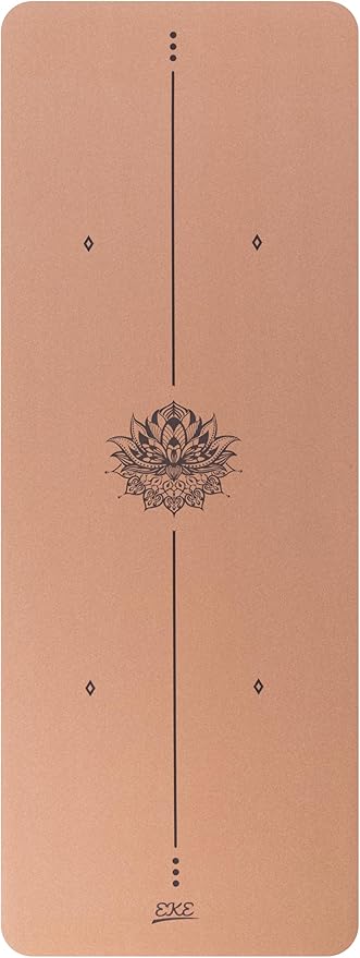 EKE Cork Yoga Mat with body Lines- Non-Slip Sweatproof Surface - 100% Recycleable Materials - Eco Friendly - Made of Cork & TPE - Ideal for Hot Yoga
