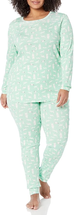 Amazon Essentials Womens Snug-Fit Cotton Sleepwear Pajama Set (Available in Plus Size)