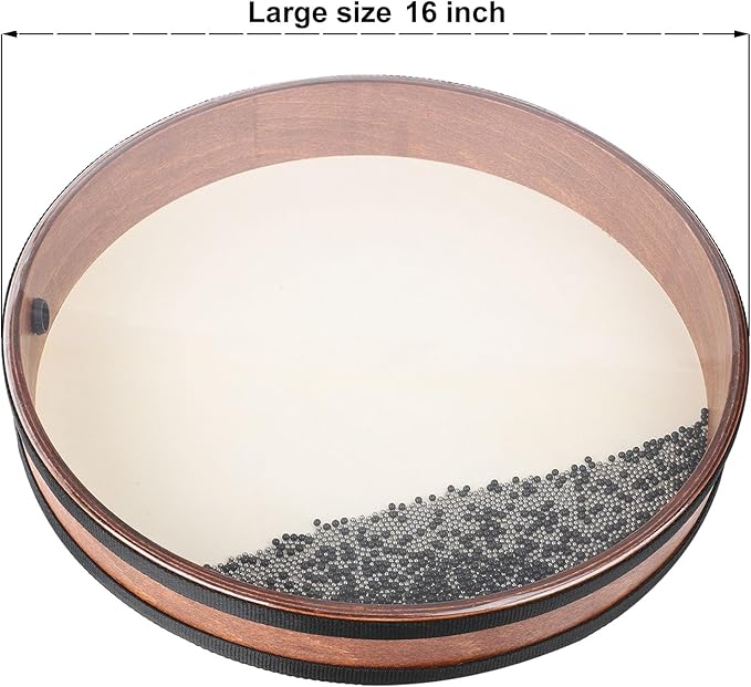 Ocean Drum 16 inch Large Size Wave Drum with Goatskin Drumhead,Steel&Plastic Wave Bead,Bag, Sound Healing Instrument for Yoga Meditation Relaxation