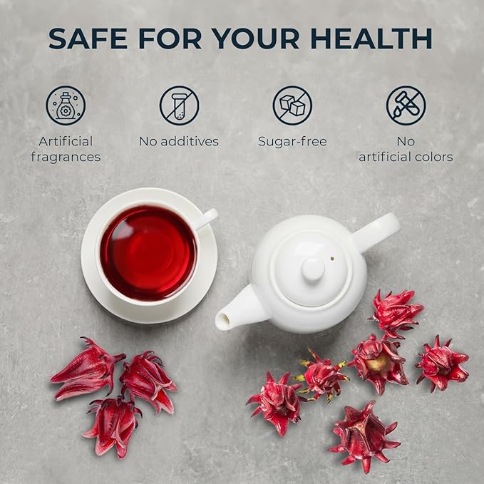 INJOY YOUR VITALGRI:N Roselle Hibiscus Tea Bags - 55 Count (+5 Tea Bags), Bamboo Tong Included - 4.16 oz, Re-Steep Red Artichoke Tea Herbal Blend, Vitamin A, C, D, Detox, Support, Atiso