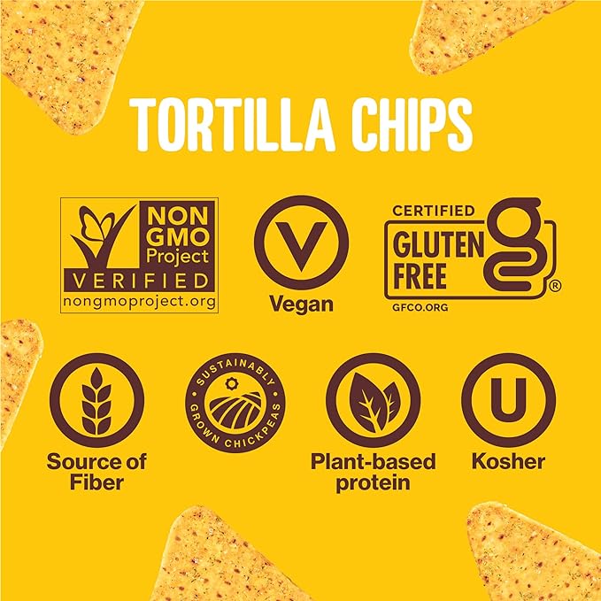 Hippeas Chickpea Tortilla Chips, Nacho Vibes, 1 Ounce (Pack of 18), 3g Protein, 3g Fiber, Vegan, Gluten-Free, Crunchy, Plant Protein Snacks
