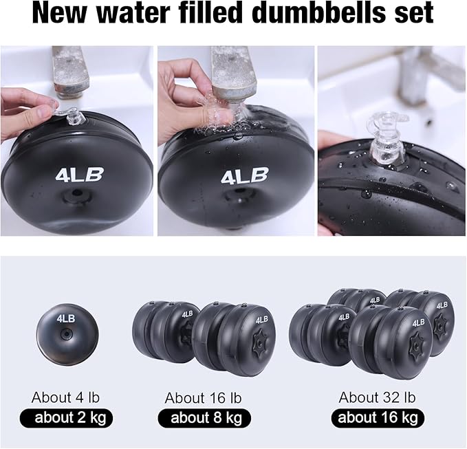 Water Filled Dumbbells Set - Water Filled Weights - Portable Travel Weights - Weights Adjustable Dumbbells - Portable Fitness Equipment - Strength Training - Fitness and Shaping