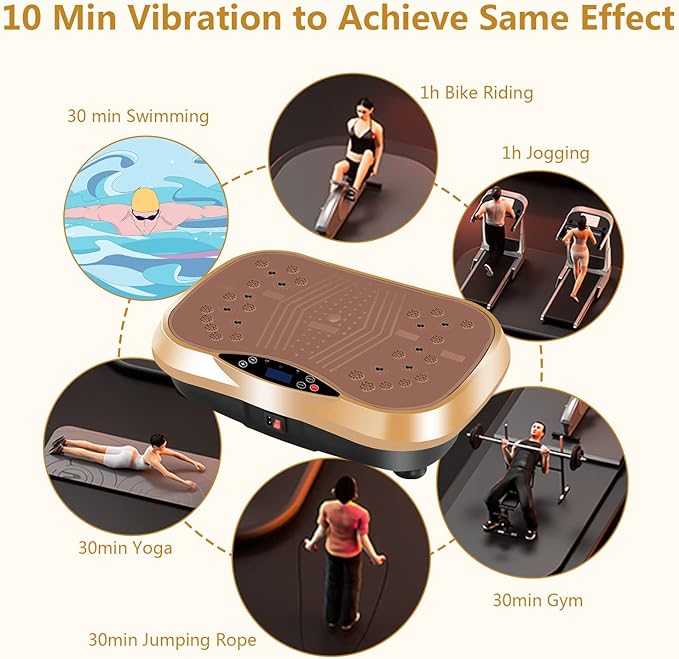 Vibration Plate Exercise Machine - Full Body Workout Vibration Platform with Loop Bands & Remote Control for Home Fitness & Weight Loss & Muscle Toning