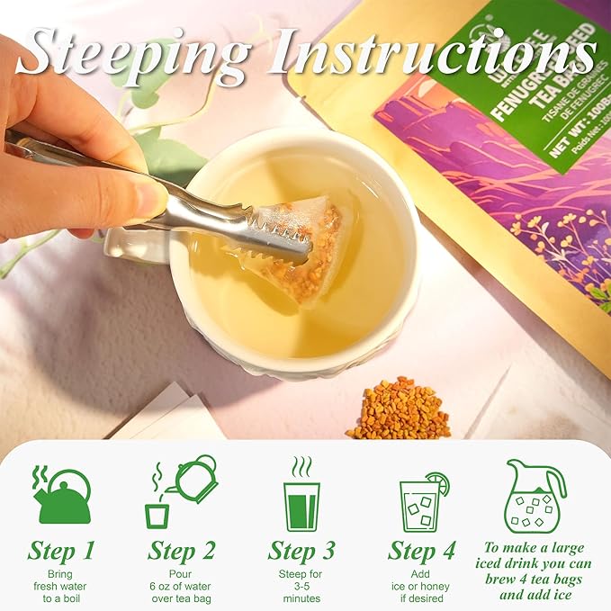 WT WEETEE Fenugreek Tea Bags 100 Count, 100% Natural Premium Whole Fenugreek Methi Seeds, Caffeine-free Nourishing Herbal, No Additives