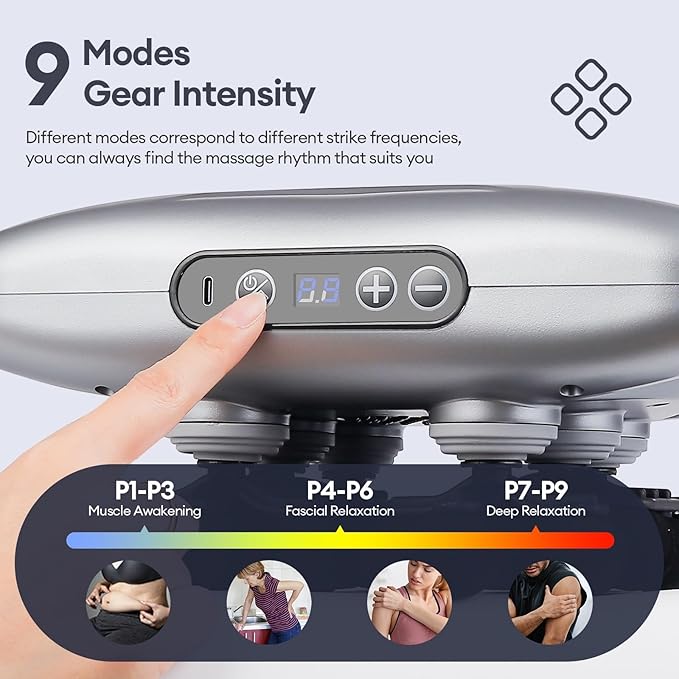 Massage Gun, 28 Head Foot Back Neck Shoulder Massager with 9 Adjustable Multi-Modes & Intensities, Fascia Gun for Athletes, Birthday Gifts for Men