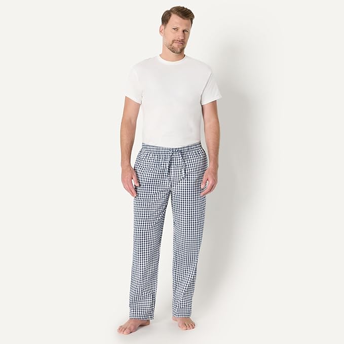 Amazon Essentials Mens Straight-Fit Woven Pajama Pant with Pockets