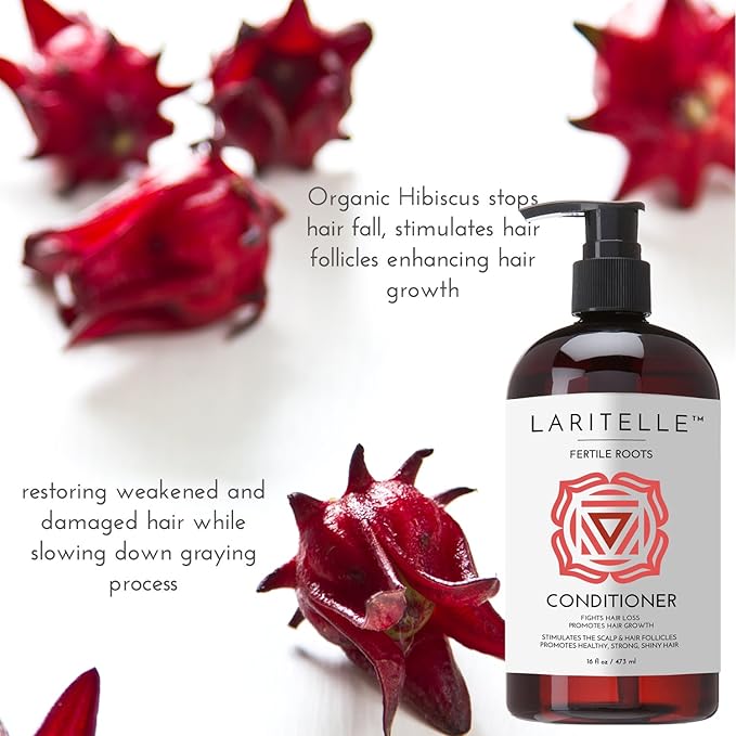 Laritelle Organic Hair Growth Set | Fertile Roots Shampoo + Conditioner + Leave-In Treatment | Follicle Stimulating Rosemary, Ginger & Clove | Anti-Hair Loss, Strengthening, Nourishing | USA made