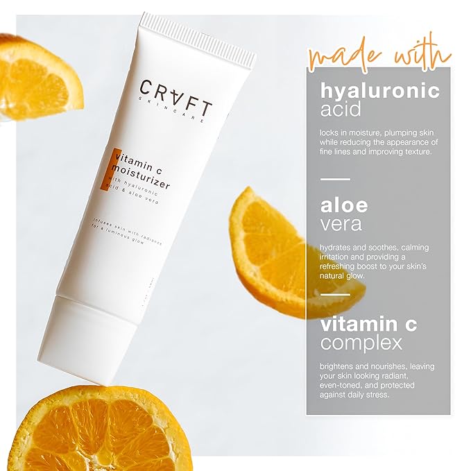 Hair Craft Co. Vitamin C Moisturizer for Face 1.7oz – Brightening Face Cream/Lotion for Radiance - Fight Aging and Wrinkles - All Skin Types - 30 Day Supply