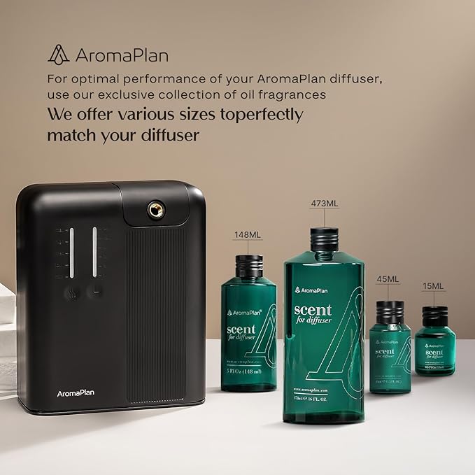 AromaPlan 2025 HVAC Waterless Oil Diffuser, Smart Scent Air Machine (2 Fragrances Included)- Whole House & Commercial Hotel Collection Diffuser| Cold Air Tech, App & Tourch Control,2000 Sq. Ft -Black