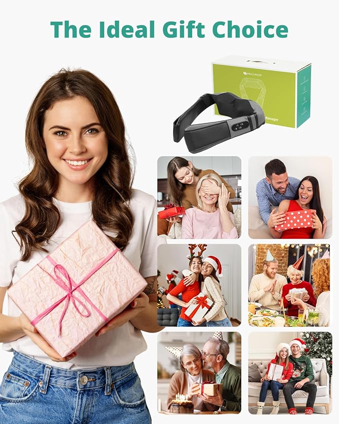 Medcursor Neck Massager with Heat for Pain Relief Deep Tissue, Rechargeable, Shiatsu Neck and Shoulder Massager, Ideal Gifts for Men, Women, Mom & Dad